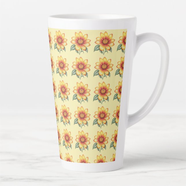 Orange Flower Latte Mug (Right)