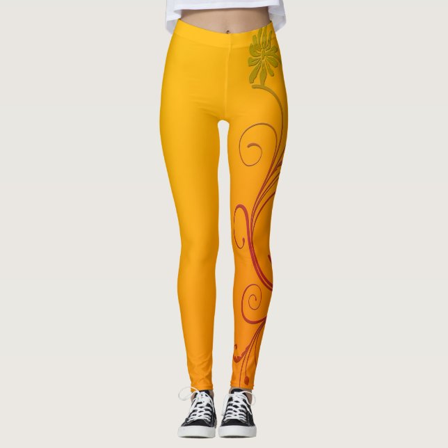 Orange Flower Leggings (Front)