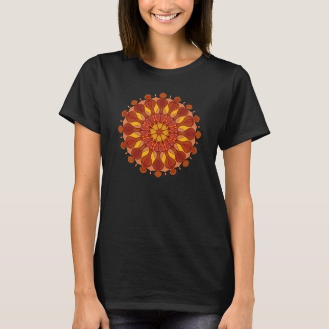 Orange Flower Mandala T-Shirt (Front)