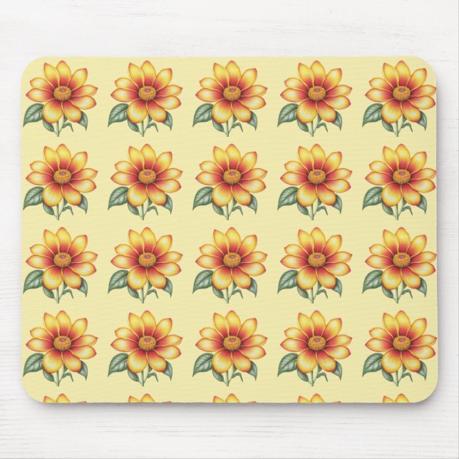 Orange Flower Mouse Mat (Front)