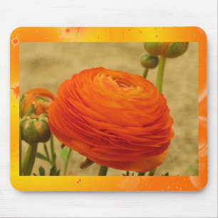 Orange Flower Mouse Pad
