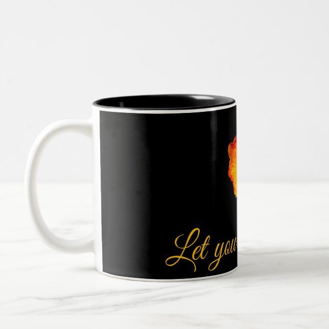 Orange Flower Mug – Personalised Coffee Cup Gift (Left)