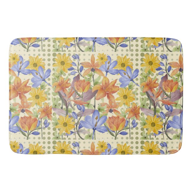 ORANGE FLOWER PATTERN BATH MAT (Front)