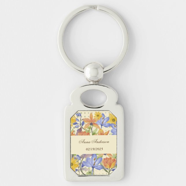 ORANGE FLOWER PATTERN KEY RING (Front)