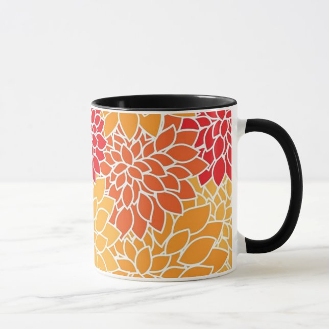 Orange Flower Pattern Mug (Right)