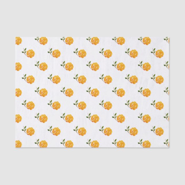 Orange Flower Pattern  Tissue Paper (Front)