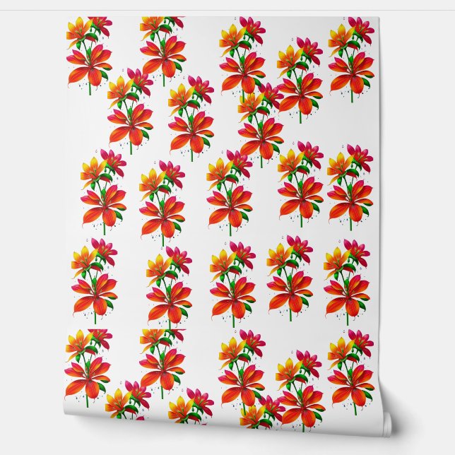 Orange flower pattern wallpaper  (Unrolling)
