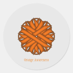 Orange Flower Ribbon by Kenneth Yoncich Classic Round Sticker