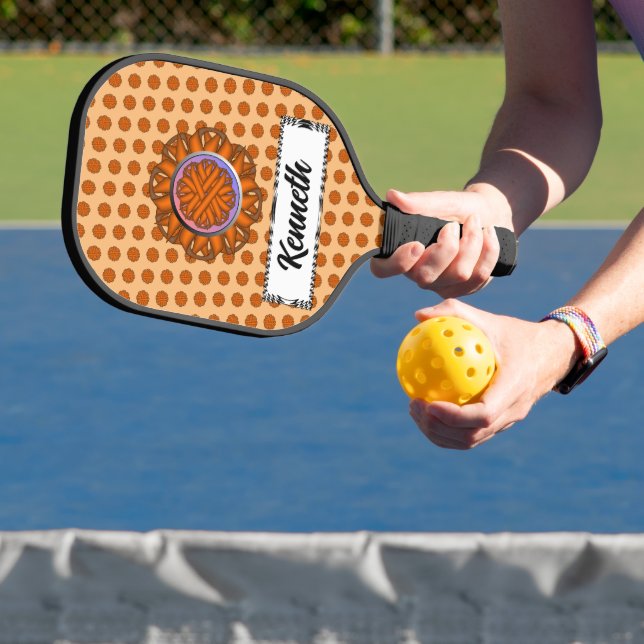 Orange Flower Ribbon by Kenneth Yoncich Pickleball Paddle (Insitu)