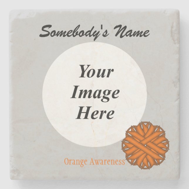 Orange Flower Ribbon by Kenneth Yoncich Stone Coaster (Front)