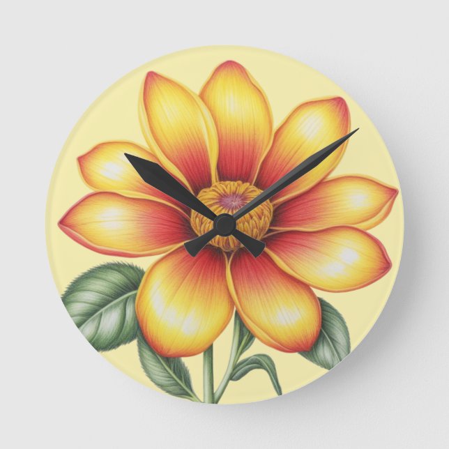 Orange Flower Round Clock (Front)