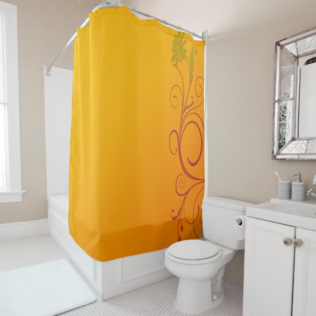 Orange Flower Shower Curtain (In Situ)