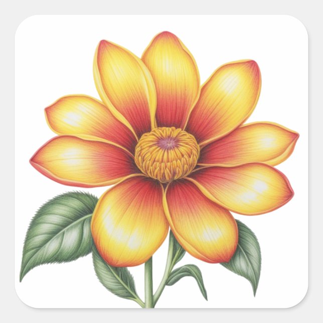 Orange Flower Square Sticker (Front)