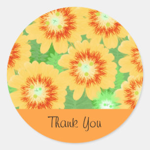 Orange Flower Thank You Classic Round Sticker