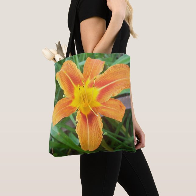 Orange Flower Tote Bag (Close Up)