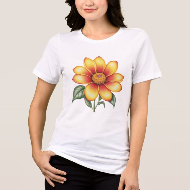 Orange Flower Tri-Blend Shirt (Front)