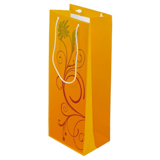 Orange Flower Wine Gift Bag (Front Angled)