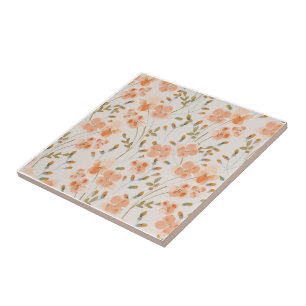 Orange Flowers 2 Ceramic Tile