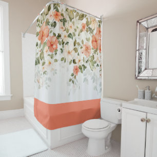 Orange Flowers and Vines Shower Curtain