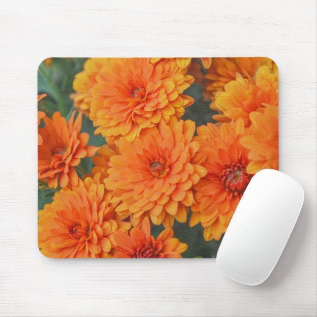 Orange Flowers Autumn Floral Season Mouse Pad (With Mouse)
