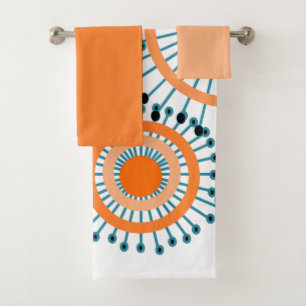 Orange Flowers Bath Towel Set