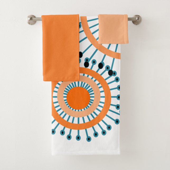 Orange Flowers  Bath Towel Set (Insitu)