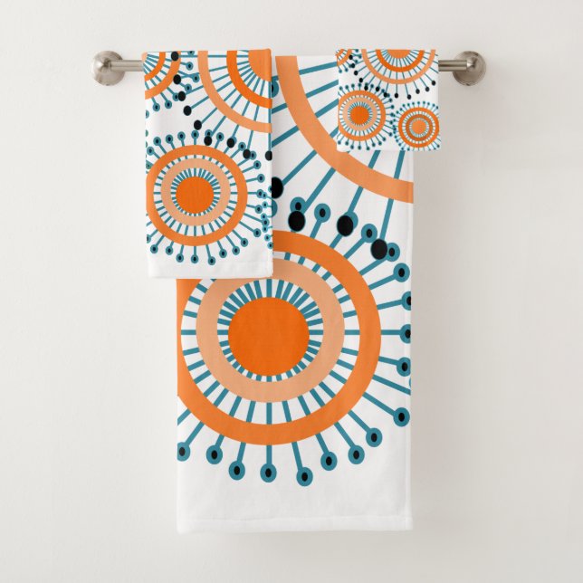 Orange Flowers  Bath Towel Set (Insitu)