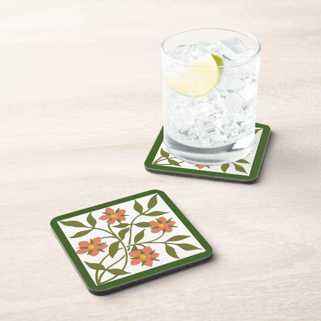 ORANGE FLOWERS  BEVERAGE COASTER (Right Side)