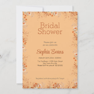 Orange Flowers Border Orange Bridal Shower Invitation