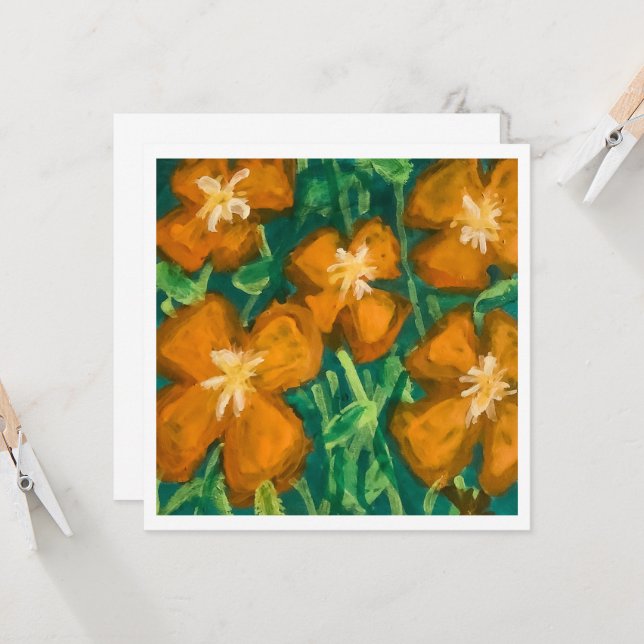 Orange Flowers Card (Front/Back In Situ)