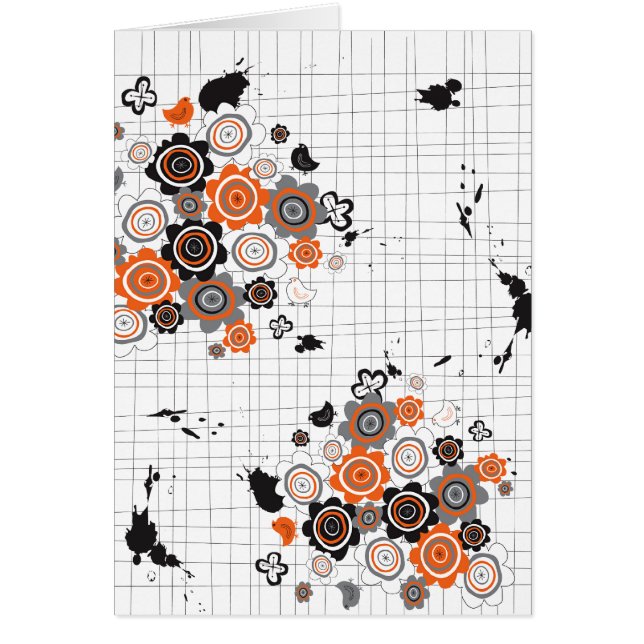 Orange Flowers Chicks Grunge Ink Blots Doodles Kid (Front)