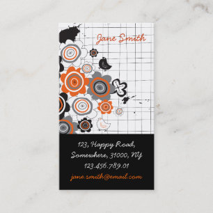 Orange Flowers Chicks Grunge Ink Blots Doodles Kid Business Card
