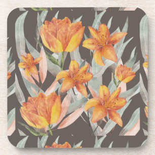 orange flowers coaster