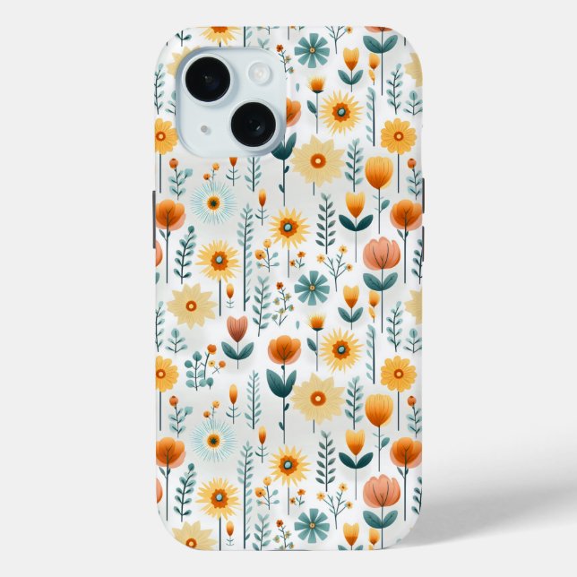Orange Flowers Colourful Pattern Case-Mate iPhone Case (Back)