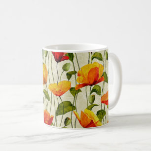 Orange Flowers Design Coffee Mug