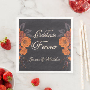 Orange Flowers Elegant celebrate forever Napkin