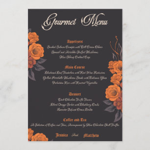 Orange flowers elegant gourmet menu