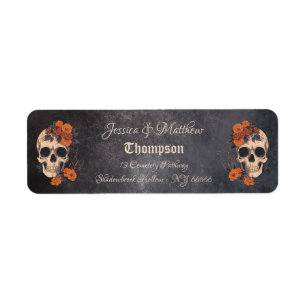 Orange Flowers Elegant Skull wedding Address