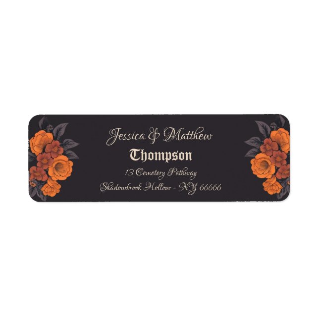 Orange Flowers Elegant Traditional wedding Address (Front)