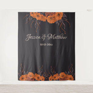 Orange Flowers Elegant Wedding Backdrop  Tapestry