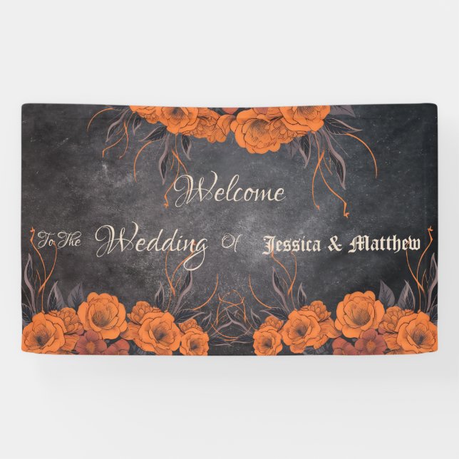 Orange Flowers Elegant Wedding Banner (Horizontal)