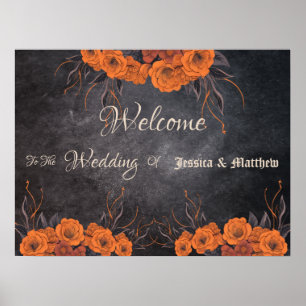 Orange Flowers Elegant Wedding Poster