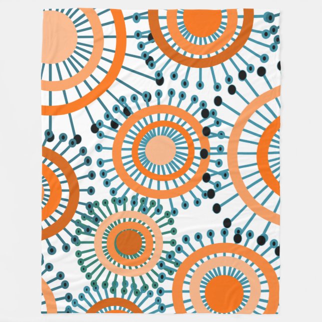Orange Flowers  Fleece Blanket (Front)