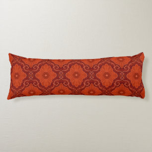 "Orange flowers” floral arabesque pattern Body Cushion