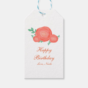 Orange Flowers Floral Bridal Shower Gift Tag
