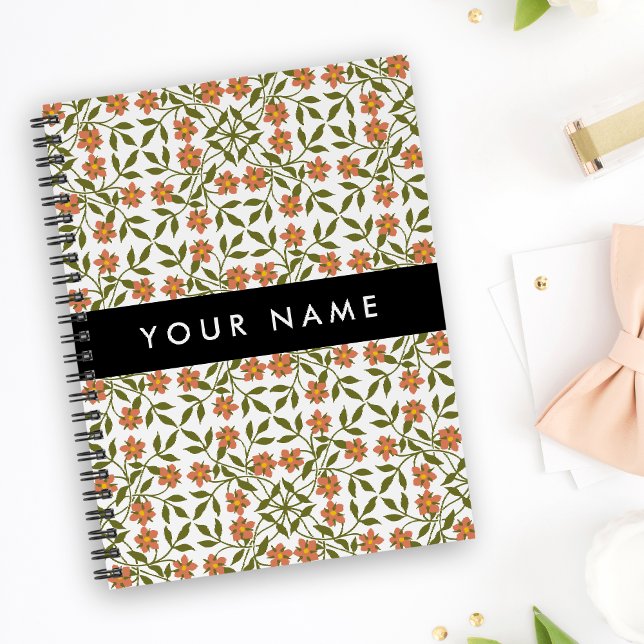 Orange Flowers, Floral Pattern, Boho, Your Name Planner (Creator Uploaded)