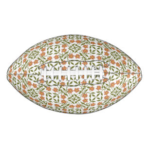 Orange Flowers, Floral Pattern, Greenery, Boho American Football