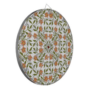 Orange Flowers, Floral Pattern, Greenery, Boho Dartboard
