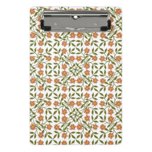 Orange Flowers, Floral Pattern, Greenery, Boho Mini Clipboard