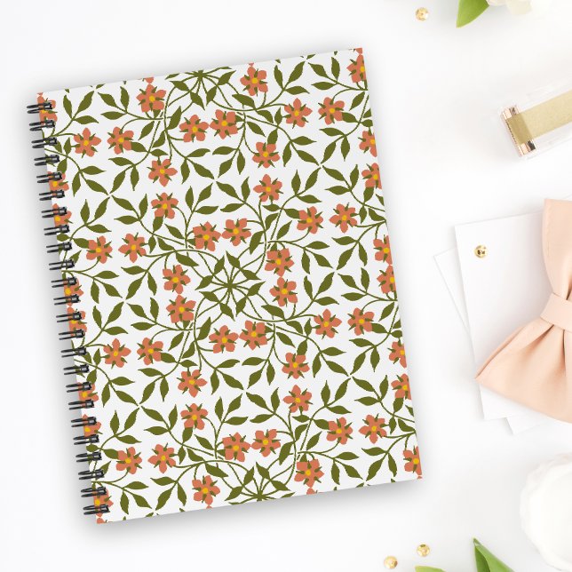 Orange Flowers, Floral Pattern, Greenery, Boho Notebook (Creator Uploaded)